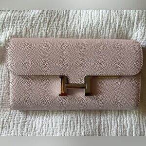 Hermes Constance Wallet To Go in Mauve Pale